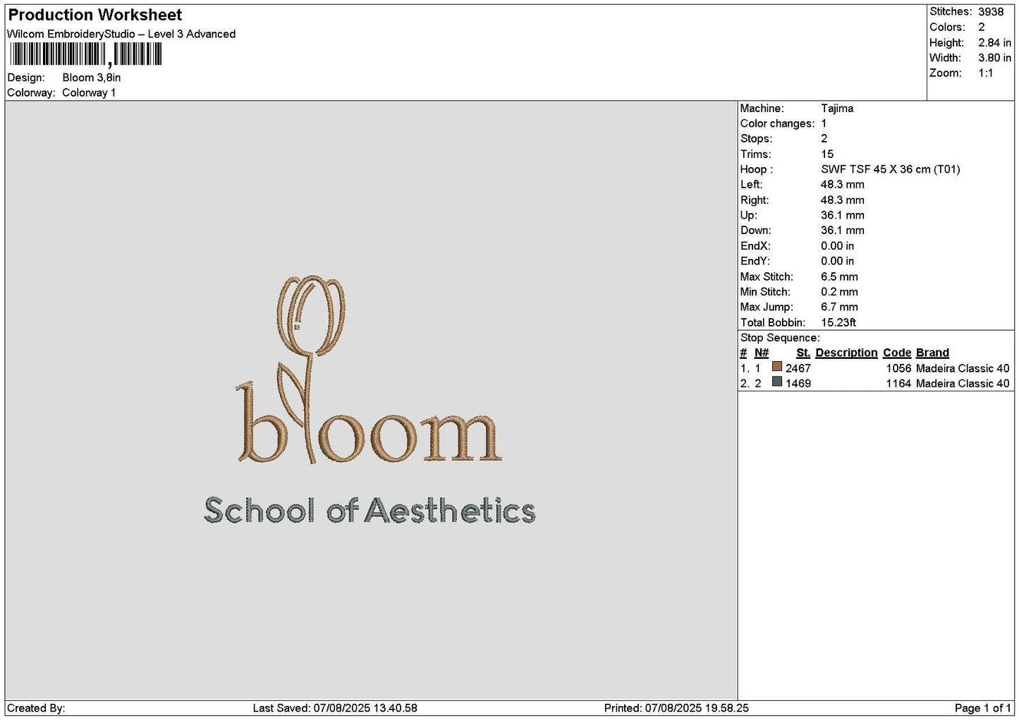 Bloom 0708 Embroidery File 6 sizes