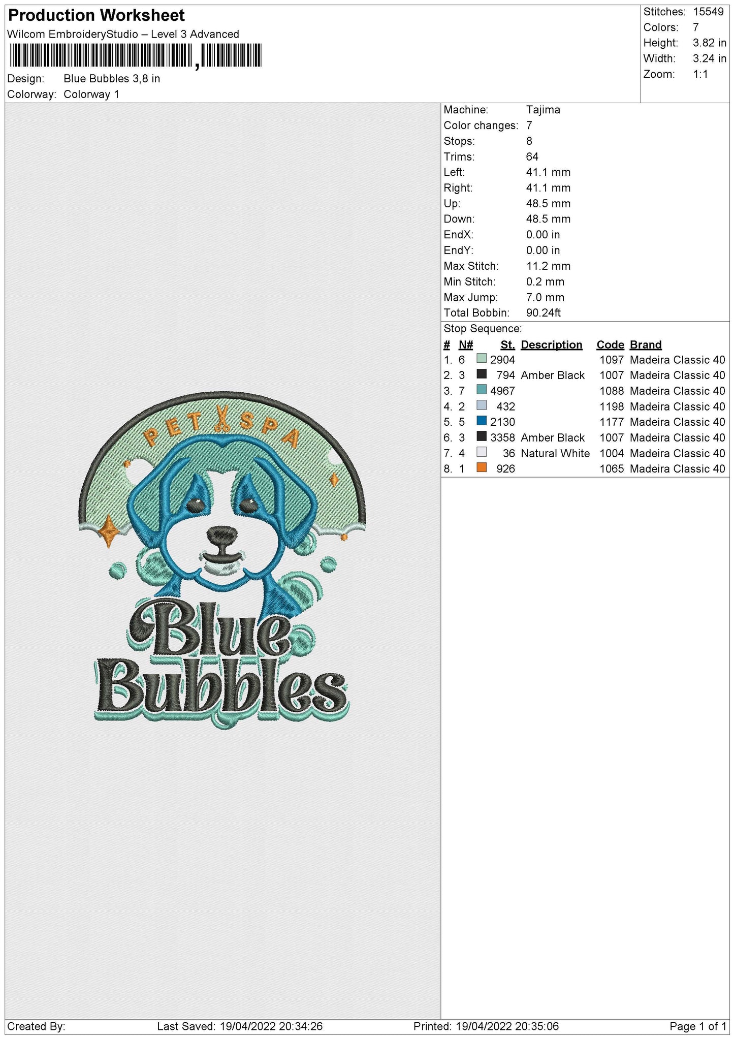 Blue Bubbles Embroidery Machine Design File 4 size