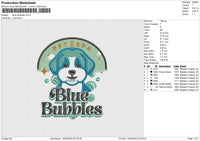 Blue Bubbles Embroidery File 4 size