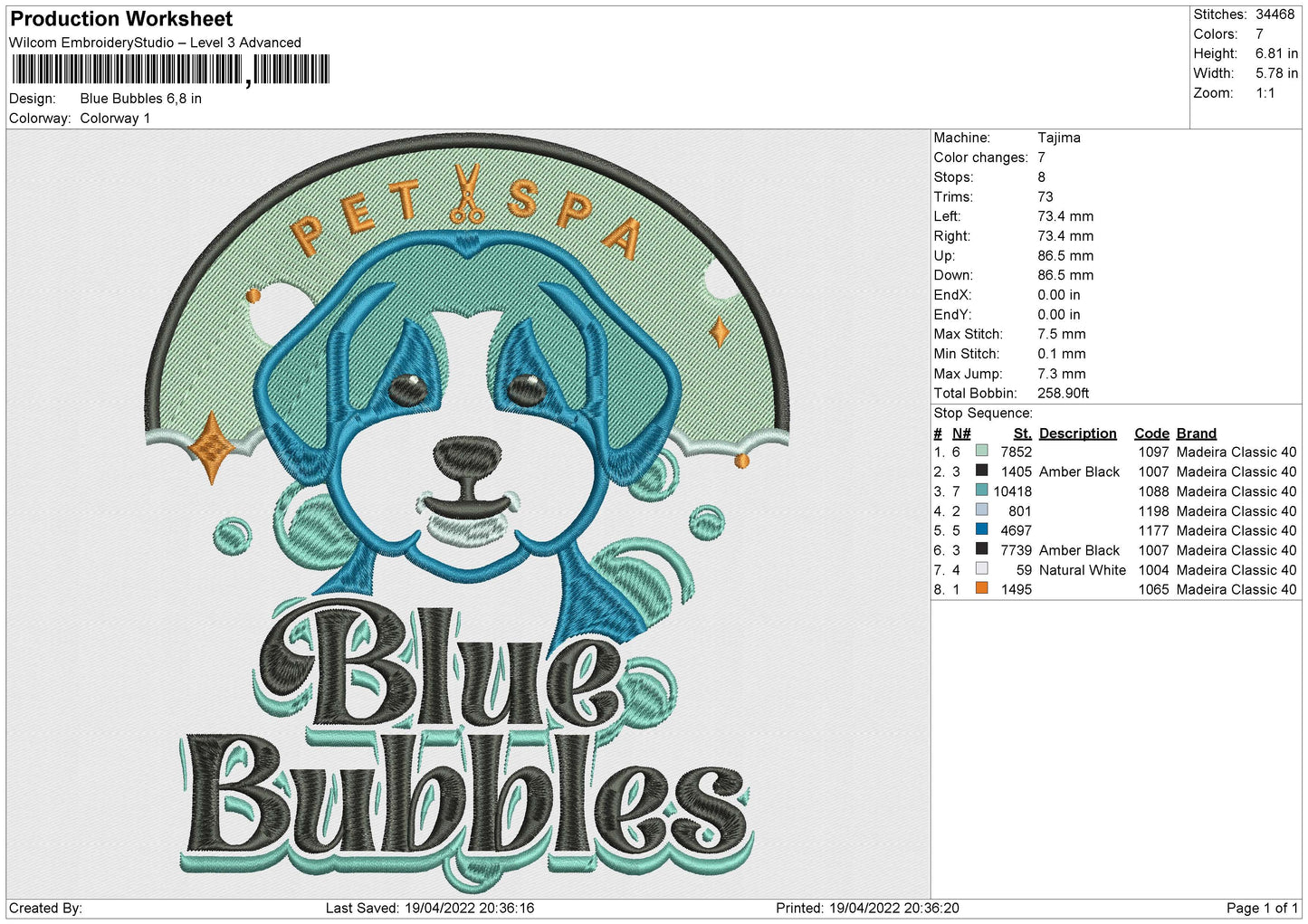 Blue Bubbles Embroidery Machine Design File 4 size