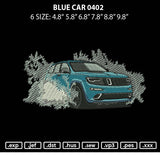 Blue Car 0402 Embroidery File 6 sizes