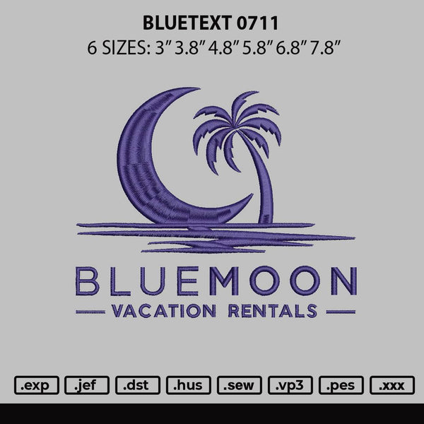 Bluetext 0711 Embroidery File 6 sizes