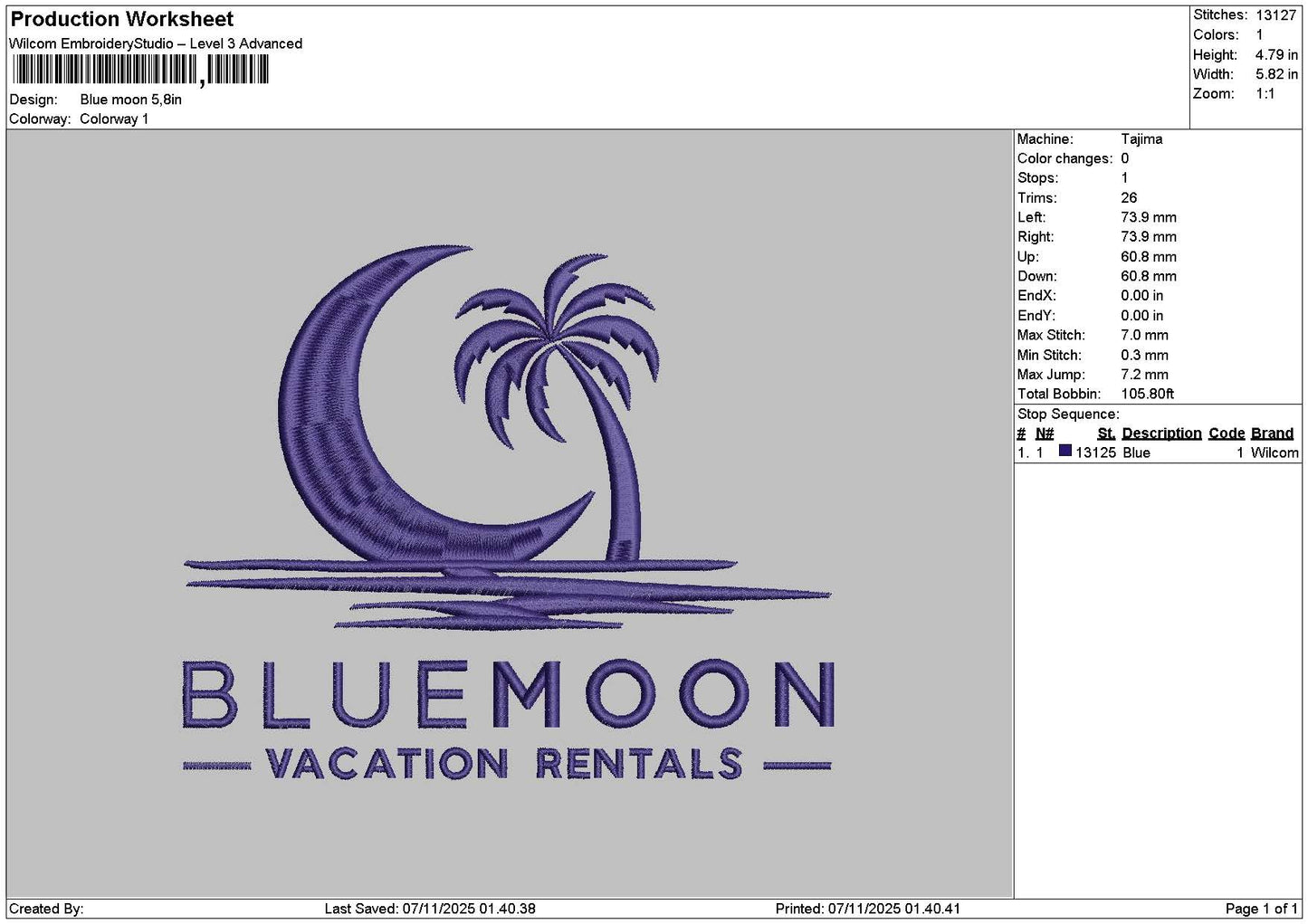 Bluetext 0711 Embroidery File 6 sizes