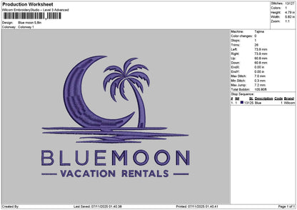 Bluetext 0711 Embroidery File 6 sizes