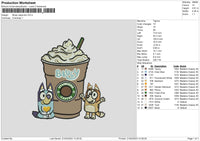 Bluey Capucino Embroidery File 6 sizes