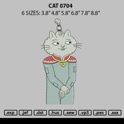 Cat 0704 Embroidery File 6 sizes