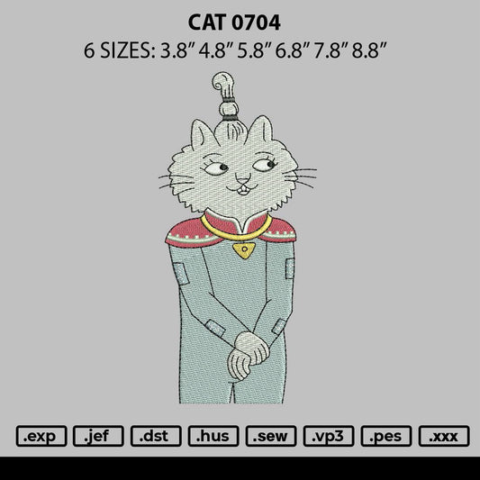 Cat 0704 Embroidery File 6 sizes