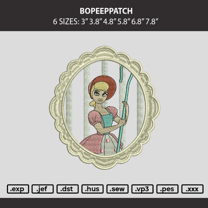 BoPeepPatch Embroidery Machine Design File 6 sizes
