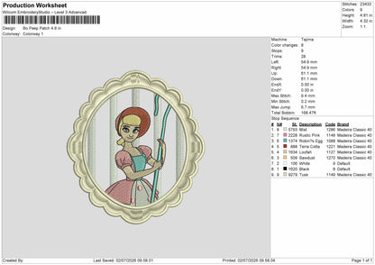 BoPeepPatch Embroidery Machine Design File 6 sizes