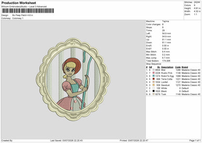 BoPeepPatch Embroidery Machine Design File 6 sizes