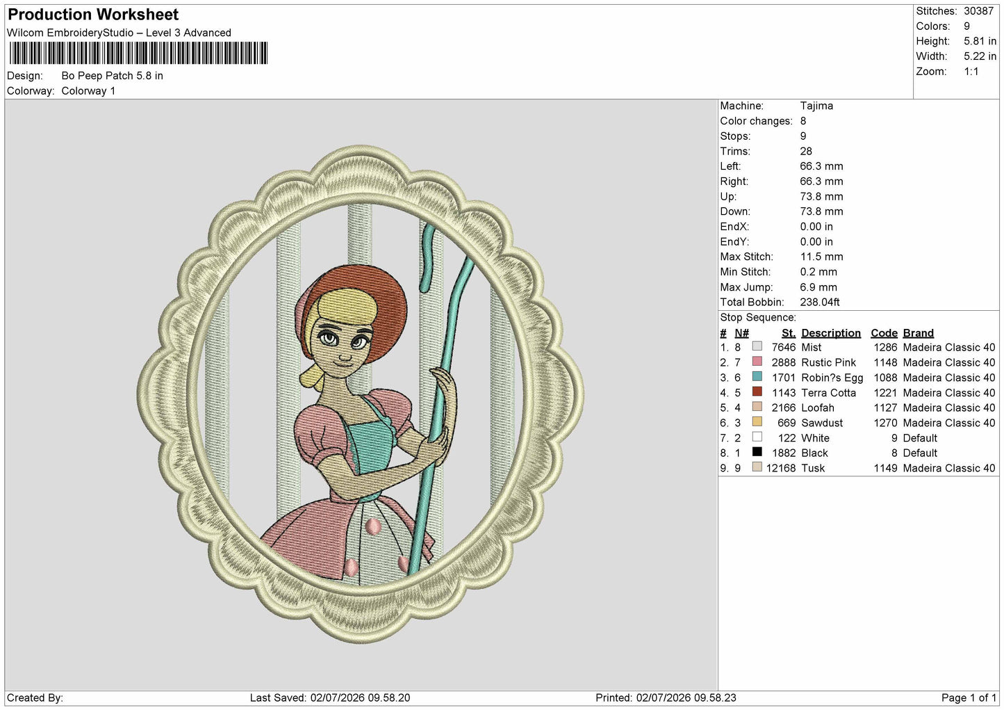 BoPeepPatch Embroidery Machine Design File 6 sizes