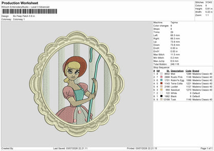 BoPeepPatch Embroidery Machine Design File 6 sizes