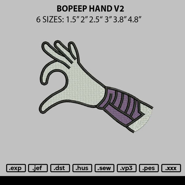 Bopeep Hand V2 Embroidery File 6 sizes