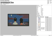 Night Rectangle EMbroiery File 6 sizes