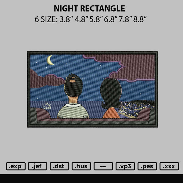 Night Rectangle EMbroiery File 6 sizes