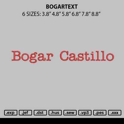 Bogartext Embroidery File 6 sizes