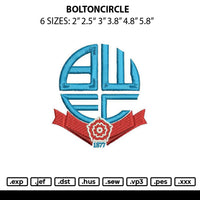 Boltoncircle Embroidery File 6 sizes