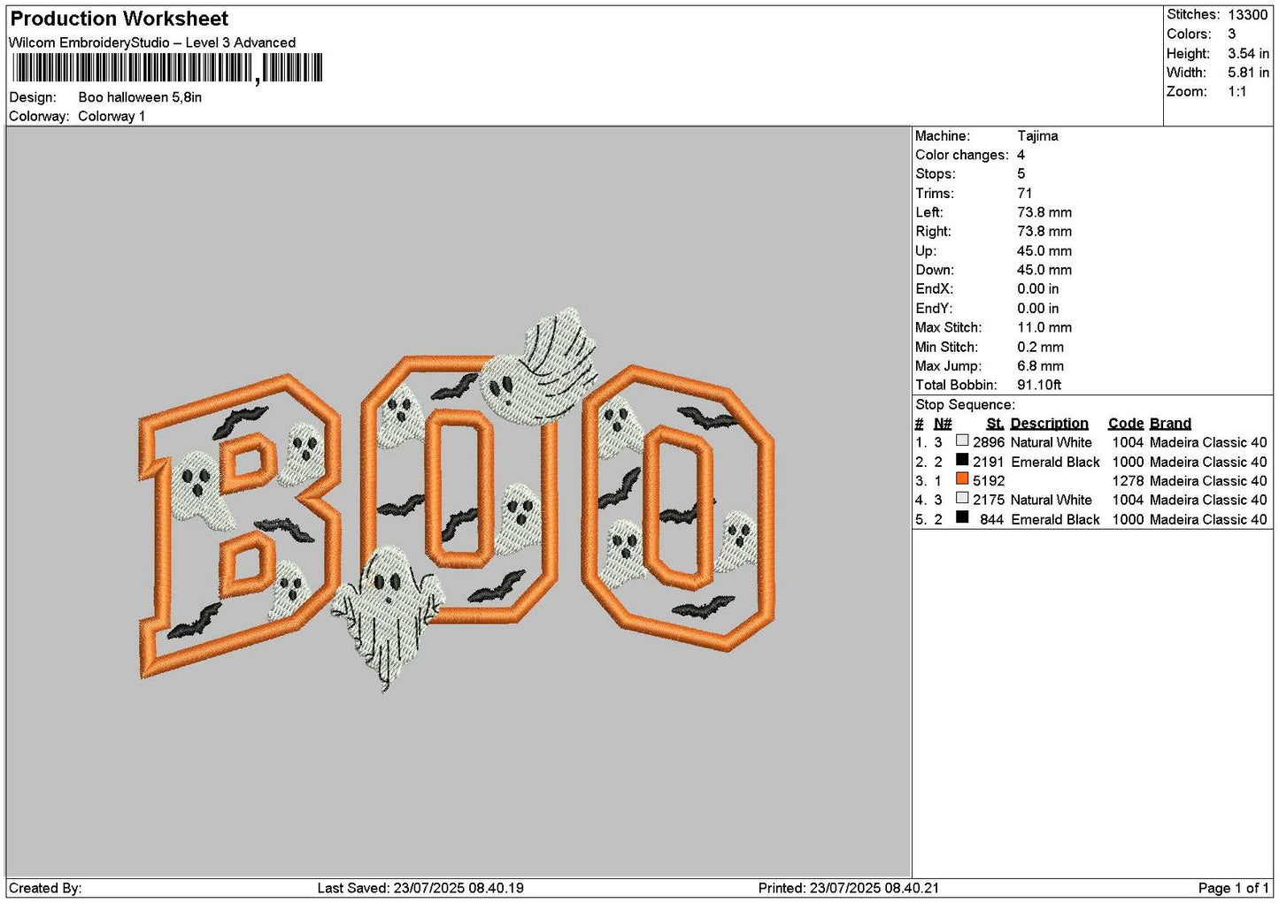Boohalloween 2307 Embroidery File 6 sizes
