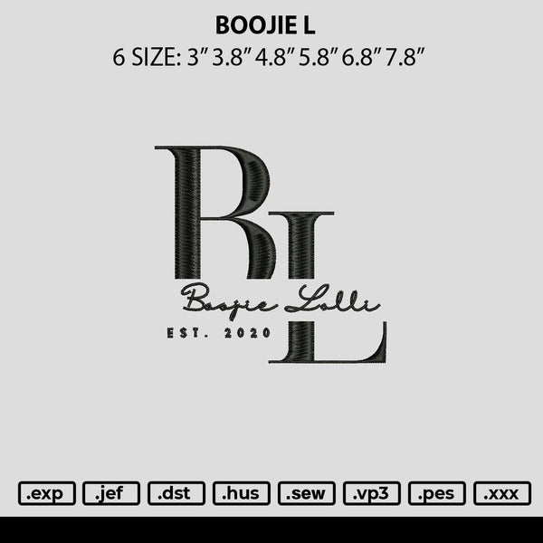 Boojie L Embroidery File 6 sizes