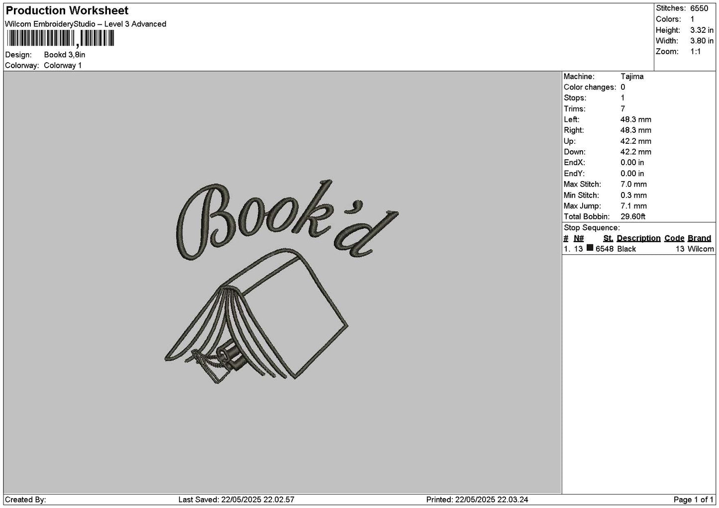Bookdtext Embroidery File 6 sizes