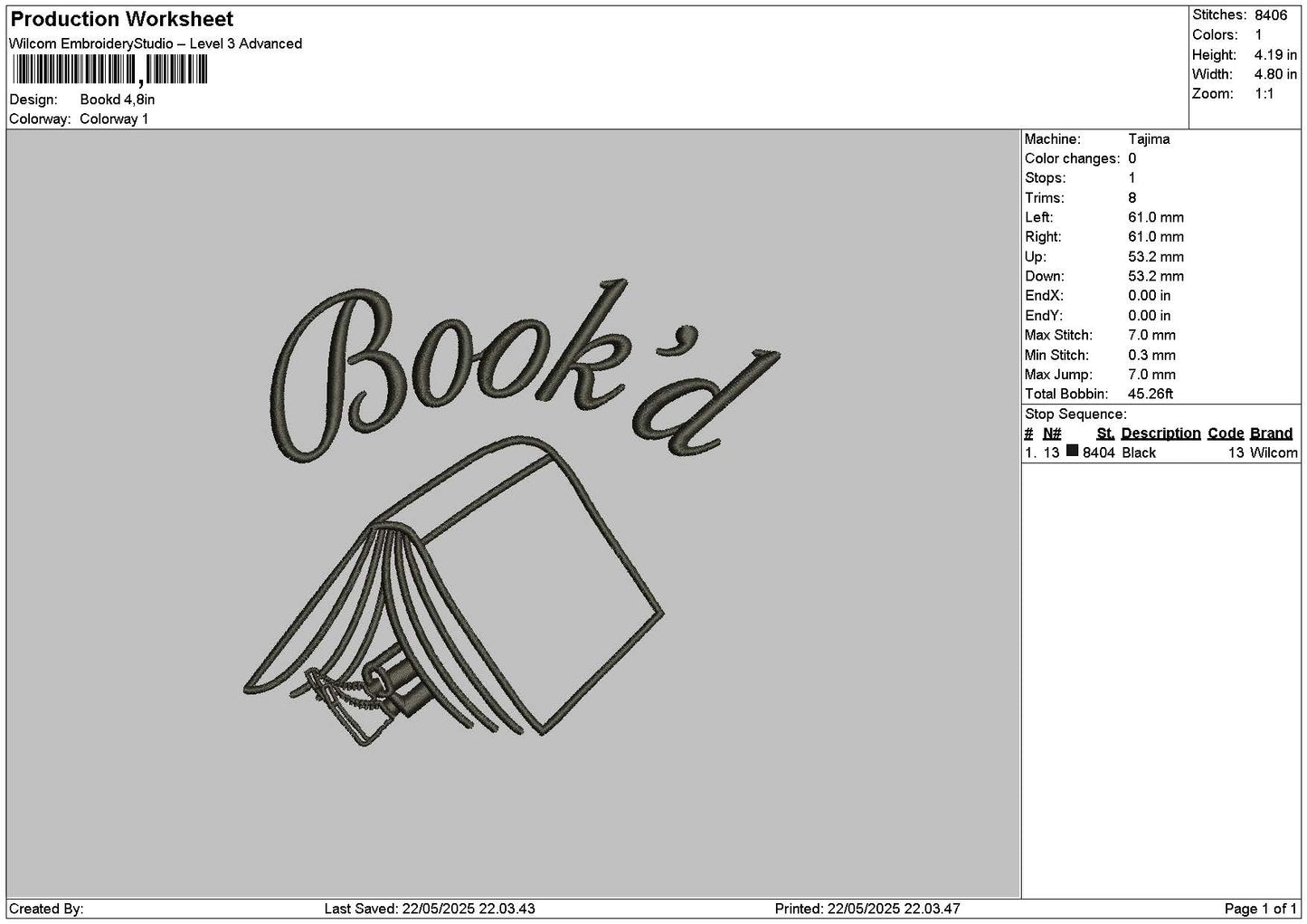 Bookdtext Embroidery File 6 sizes