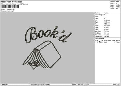 Bookdtext Embroidery File 6 sizes