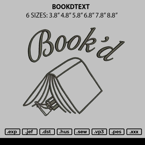 Bookdtext Embroidery File 6 sizes