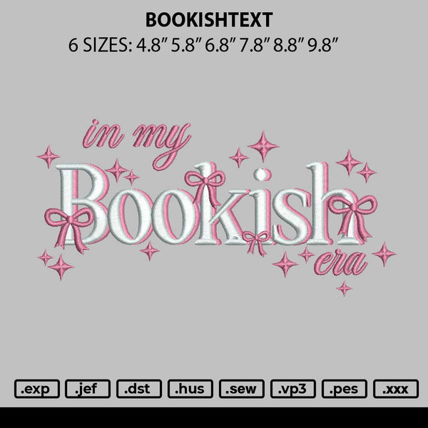 Bookishtext Embroidery File 6 sizes