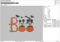 Boo Mickey Minnie Embroidery File 6 sizes