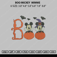 Boo Mickey Minnie Embroidery File 6 sizes