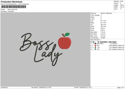 Bosstext Embroidery File 6 sizes