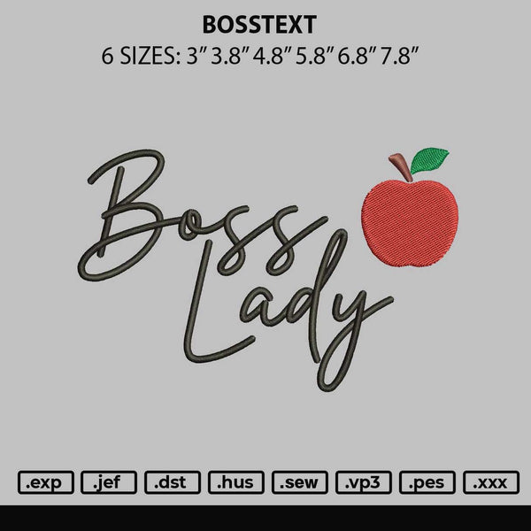 Bosstext Embroidery File 6 sizes