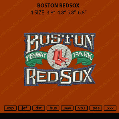 Boston Redsox Embroidery File 4 size
