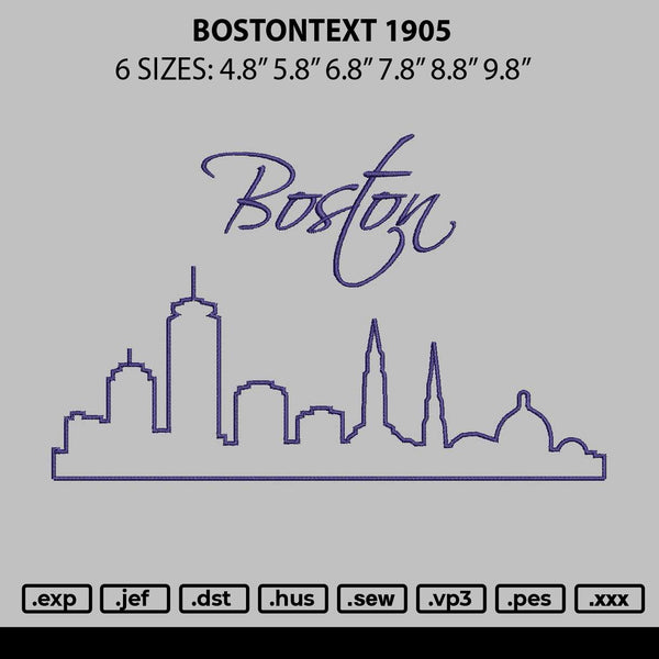 Bostontext 1905 Embroidery File 6 sizes