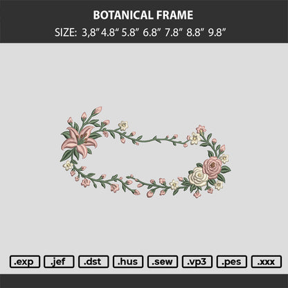 Botanical Frame Embroidery Machine Design File 6 sizes
