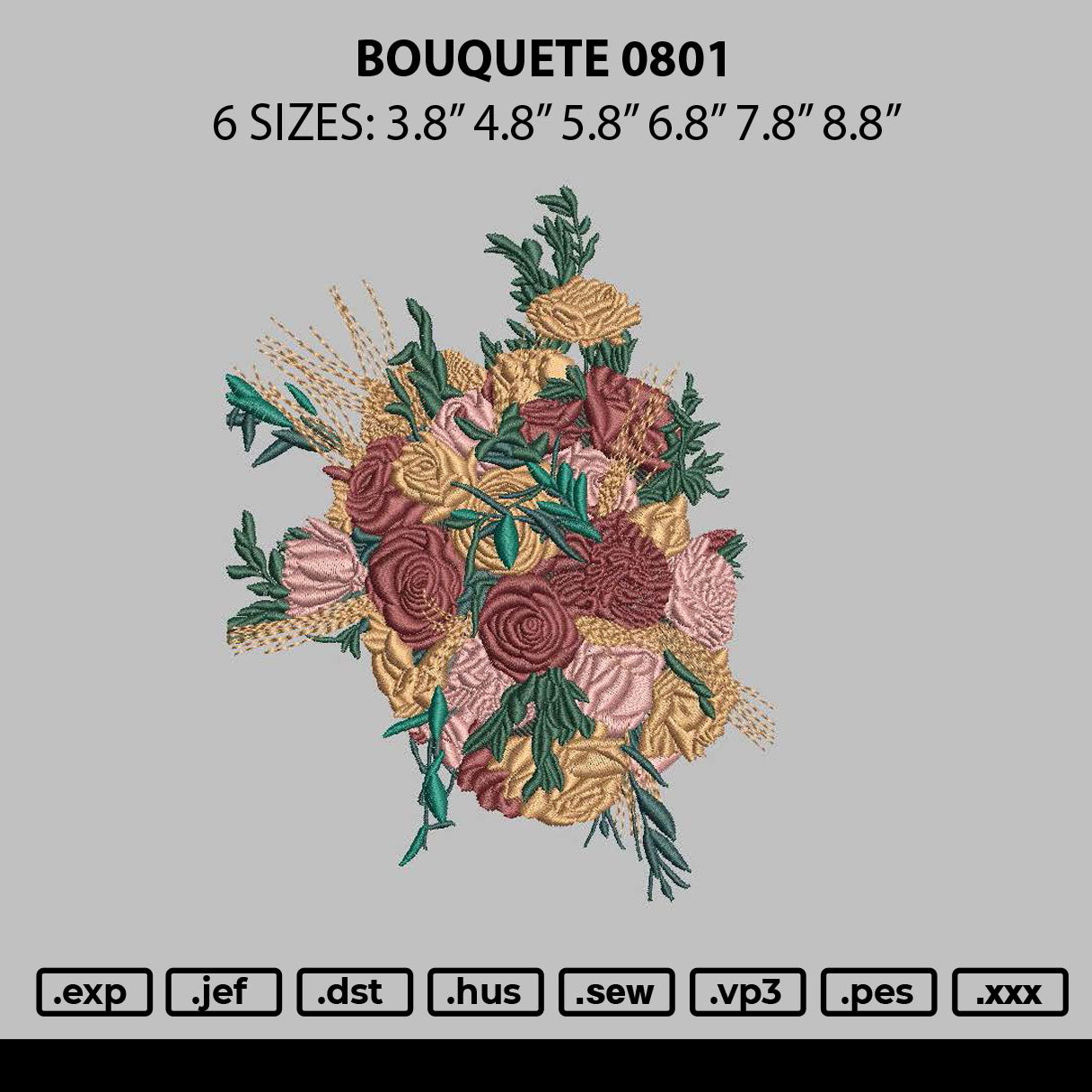 Bouquete 0801 Embroidery File 6 sizes
