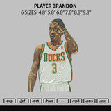 Player Brandon Embroidery File 6 sizes