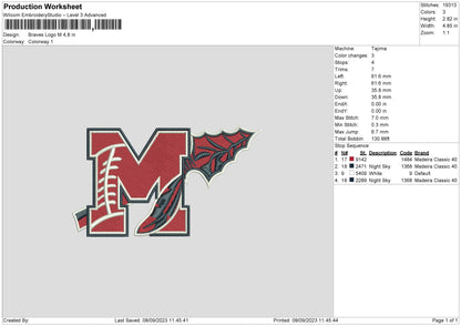 Braves Lm Embroidery Machine Design File 6 sizes