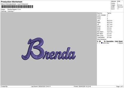 Brenda  Embroidery Machine Design Files