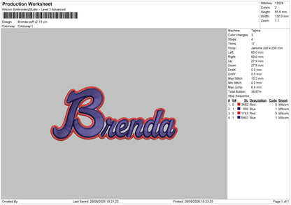 Brenda  Embroidery Machine Design Files