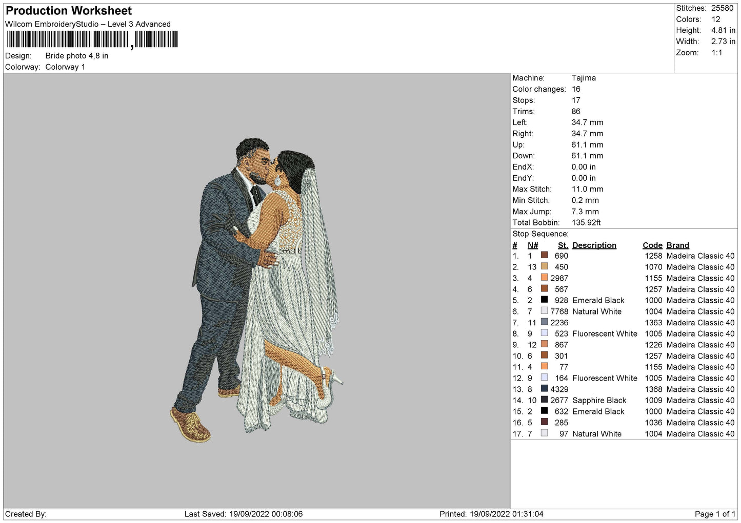 Bride Photo Embroidery File 5 sizes
