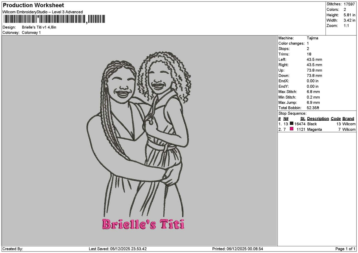 Brielles Photoline V1 Embroidery File 6 sizes