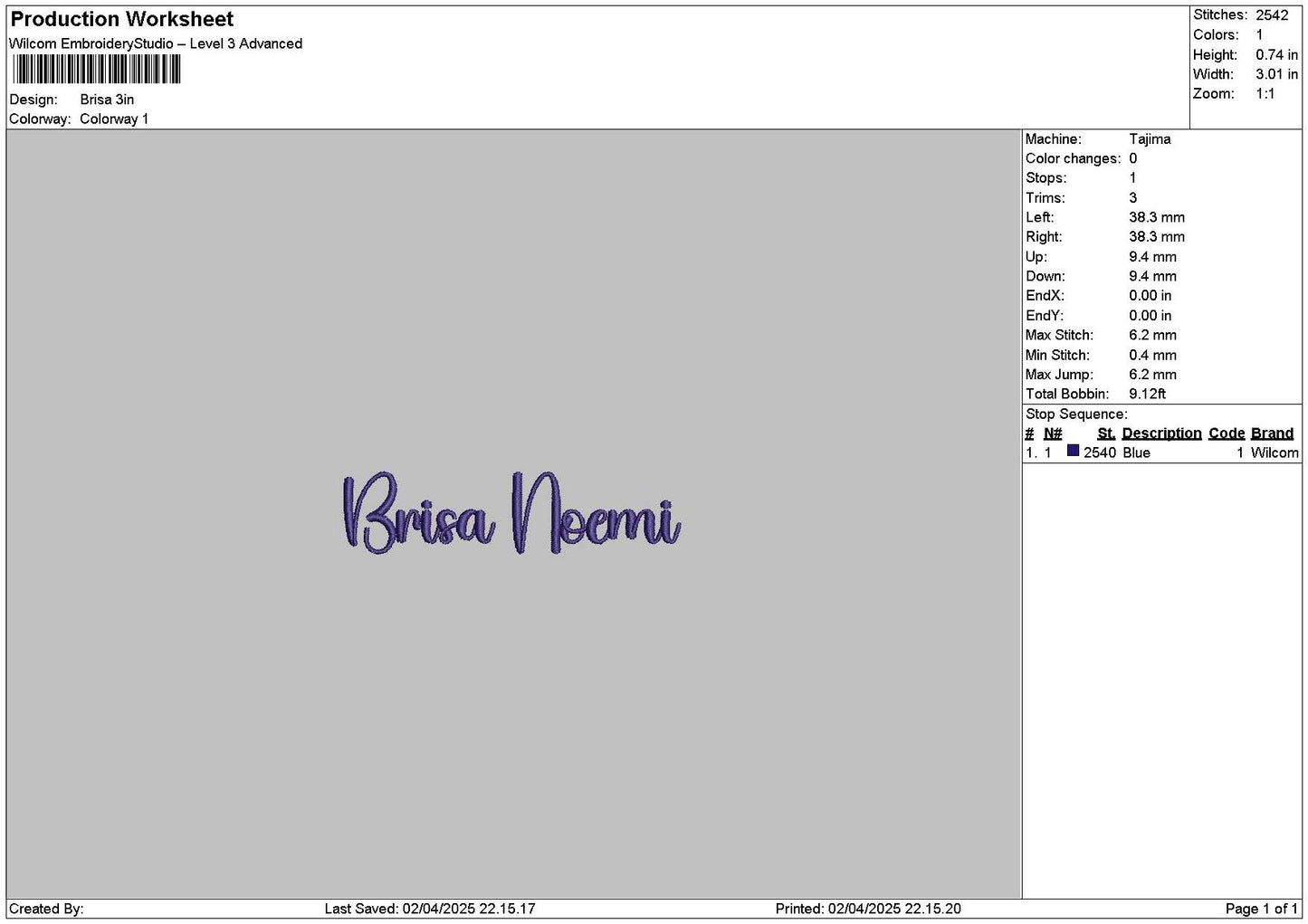 Brisatext Embroidery File 6 sizes