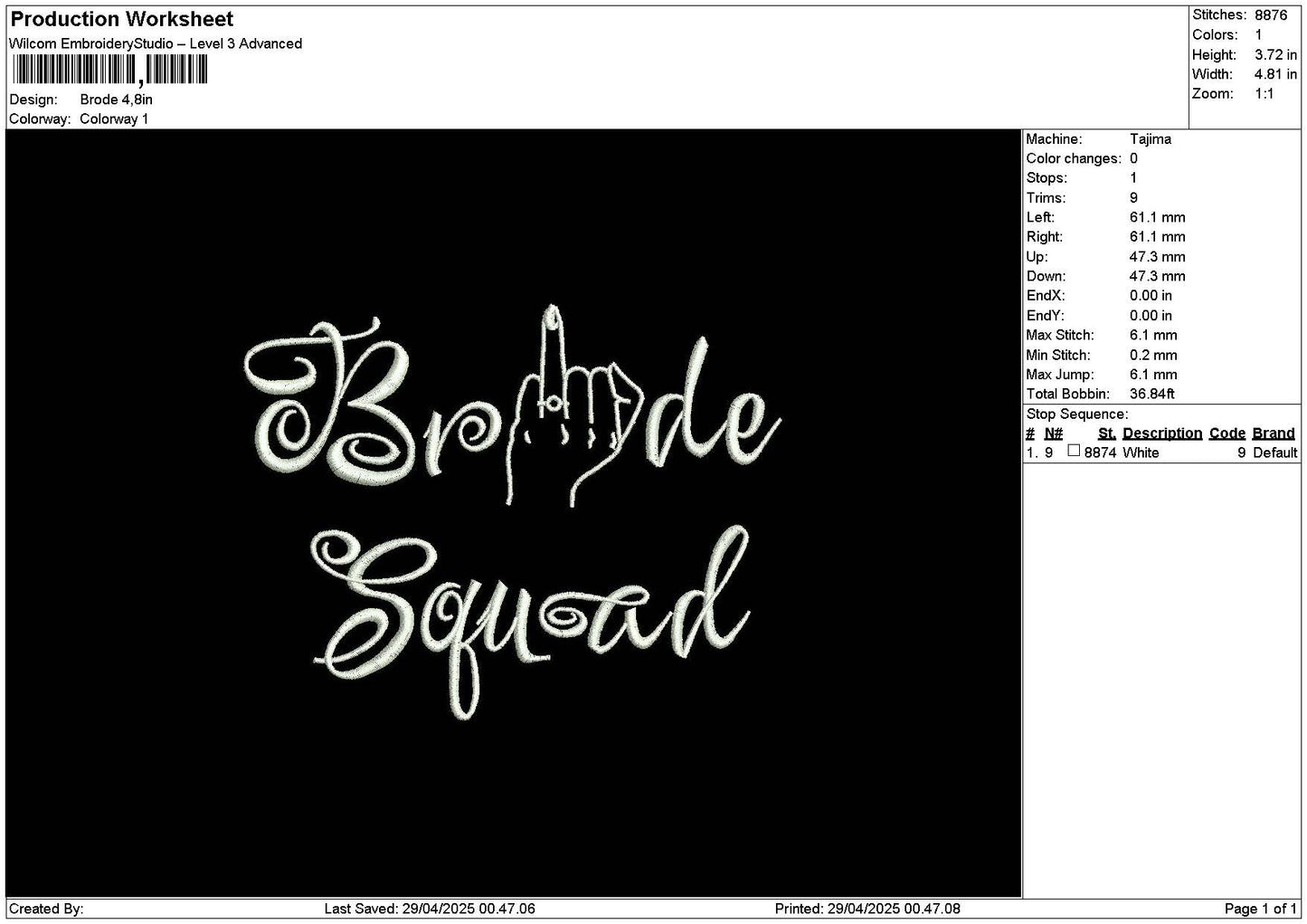 Brodetext Embroidery File 6 sizes
