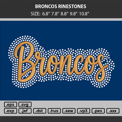 Broncos RinestoneS Embroidery Machine and Rinestone Design Files