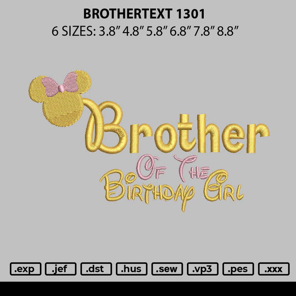 Brothertext 1301 Embroidery File 6 sizes