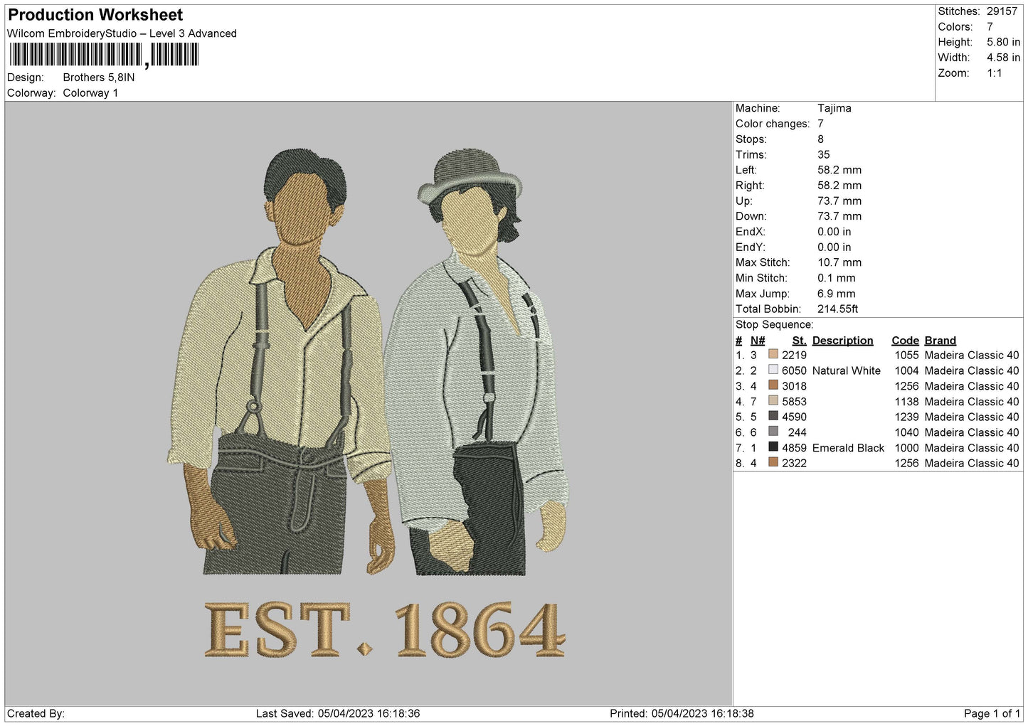 Brothers Embroidery File 6 sizes