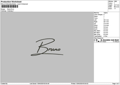 Brunotext Embroidery File 6 sizes