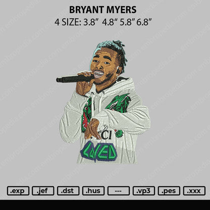 Bryant Myers Embroidery Machine Design File 4 size