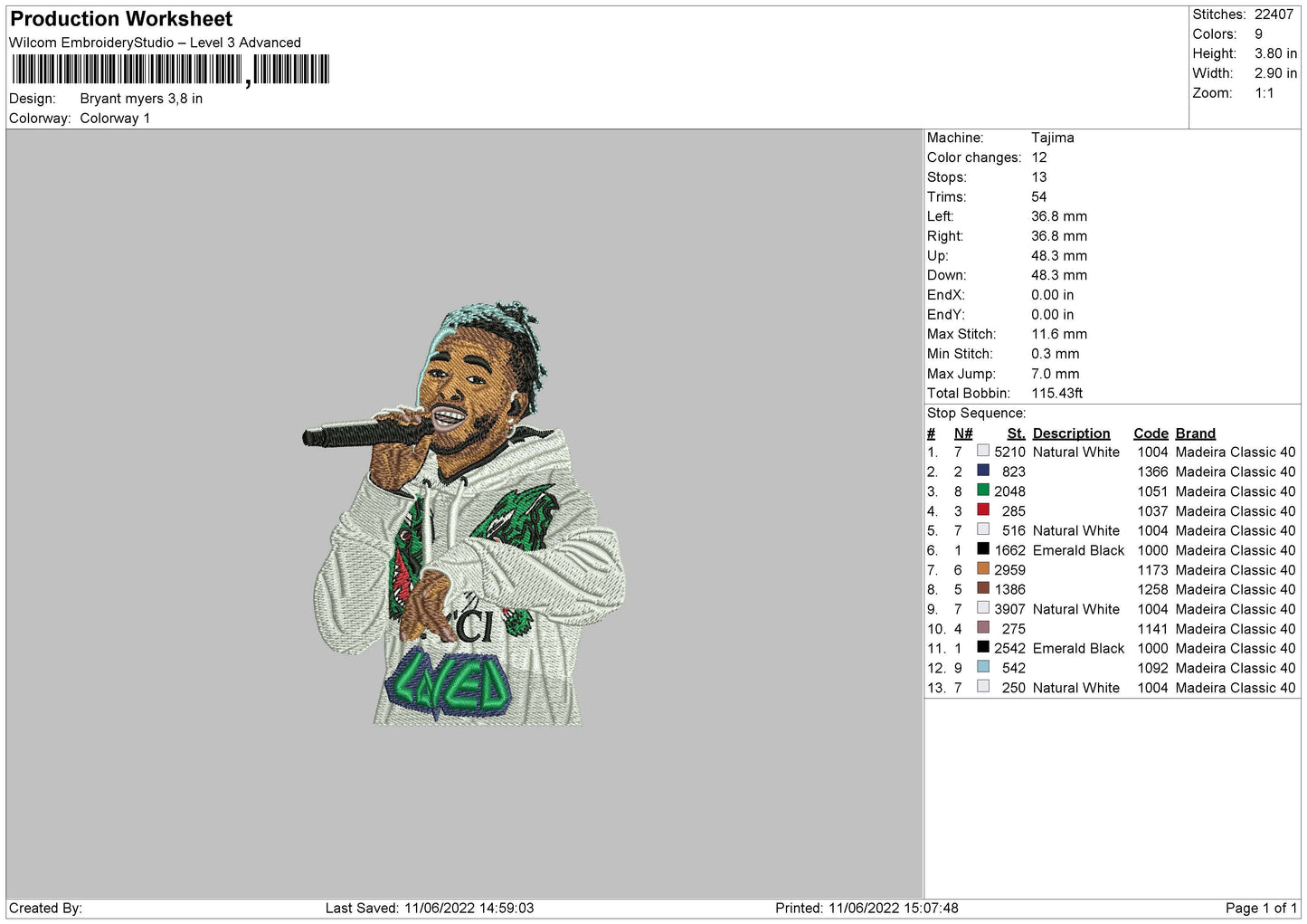 Bryant Myers Embroidery Machine Design File 4 size